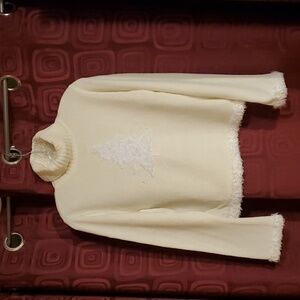 Christie Brooks Chenille Turtleneck  Sweater w Fuzzy Eyelash Tree Sz Girls 16